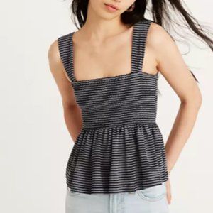Texture and Thread Smocked Peplum Tank Top in Stri